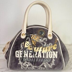Vintage Y2K Juicy Generation Couture Velour Bowling Bag w/ Gold & Cream Accents!